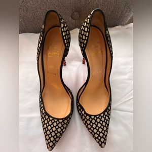 Christian Louboutin
Iriza Glittered Flocked Red Sole Pump, Platine/black